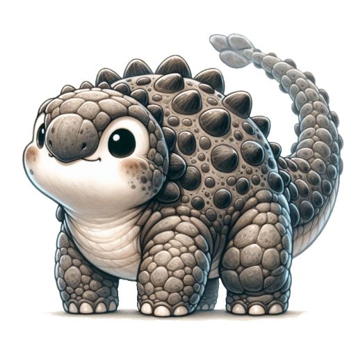 Illustration of a cute, cartoon-like dinosaur with a spiky back on a white background